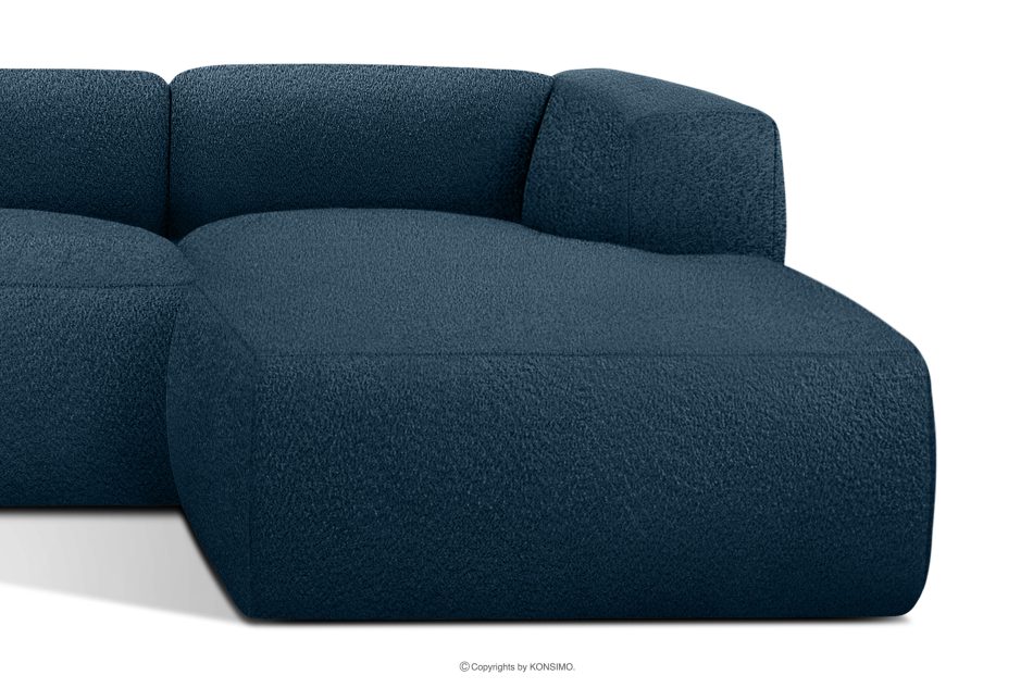 BUFFO Weiches Ecksofa aus Bouclé-Stoff rechts marineblau Marineblau - Foto 7