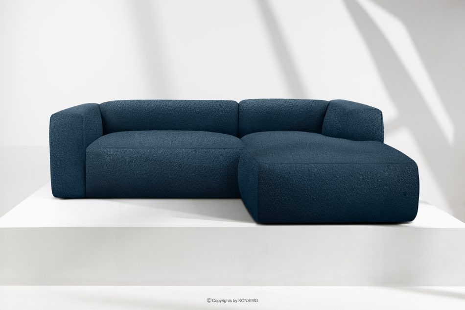 BUFFO Weiches Ecksofa aus Bouclé-Stoff rechts marineblau Marineblau - Foto 1