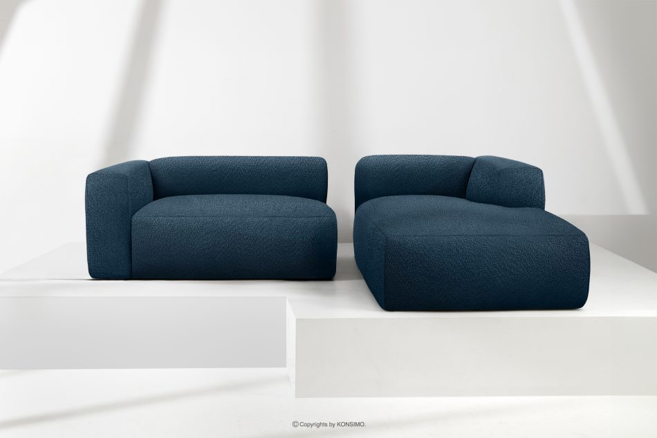 BUFFO Weiches Ecksofa aus Bouclé-Stoff rechts marineblau Marineblau - Foto 8