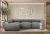 BUFFO Große weiche Ecksofa aus Bouclé-Stoff links stahlgrau Stahl - Foto 10