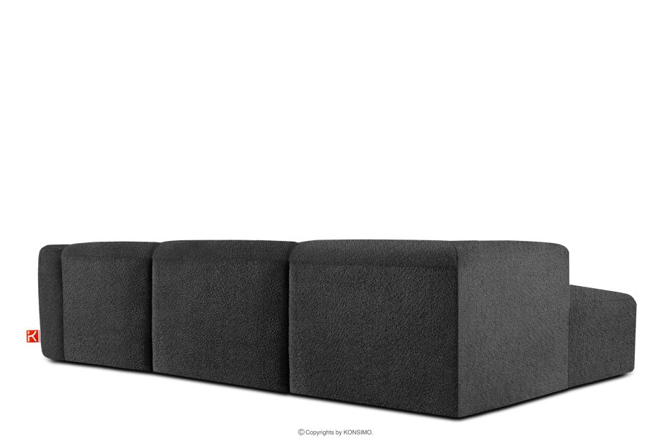 BUFFO Große weiche Ecksofa aus Bouclé-Stoff links dunkelgrau Dunkelgrau - Foto 3