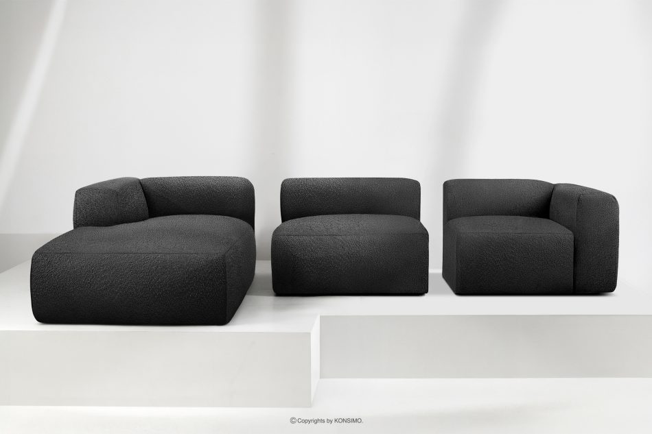 BUFFO Große weiche Ecksofa aus Bouclé-Stoff links dunkelgrau Dunkelgrau - Foto 8