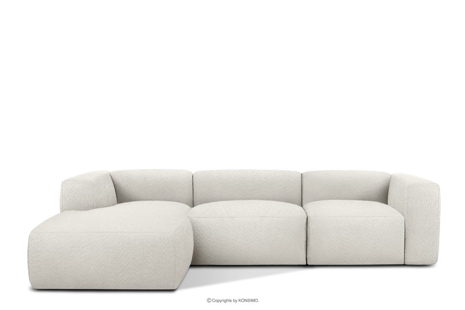 BUFFO Große weiche Ecksofa aus Bouclé-Stoff links weiß Weiß - Foto 0