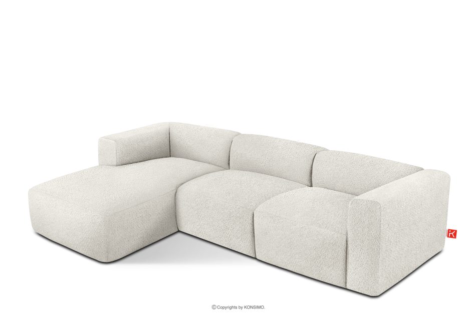 BUFFO Große weiche Ecksofa aus Bouclé-Stoff links weiß Weiß - Foto 2