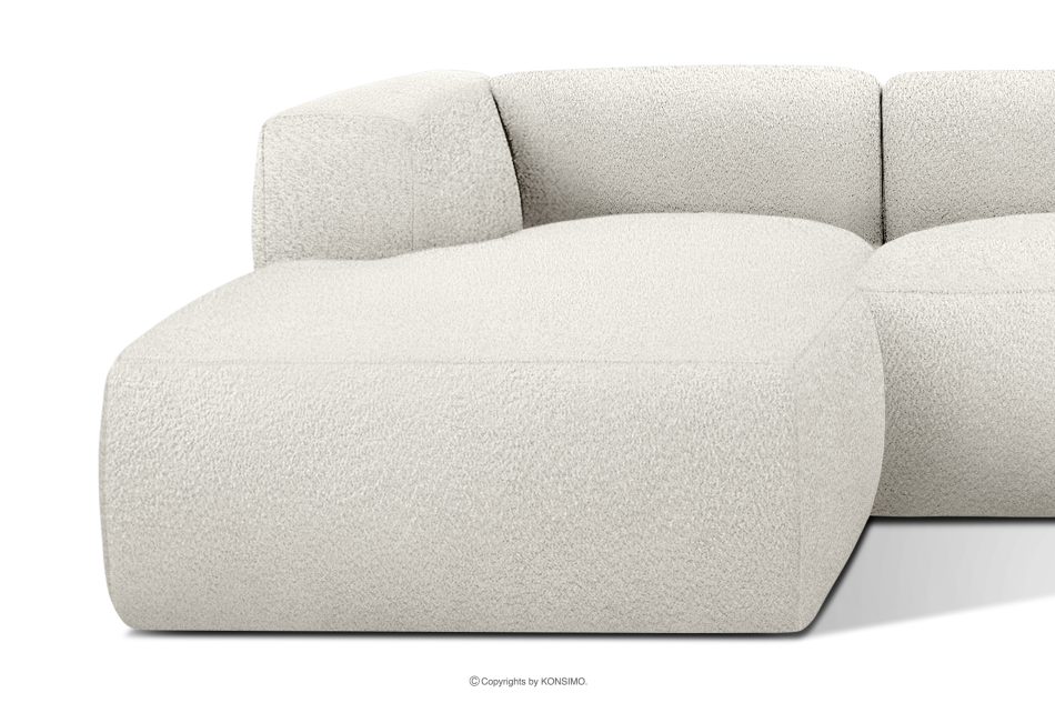 BUFFO Große weiche Ecksofa aus Bouclé-Stoff links weiß Weiß - Foto 7