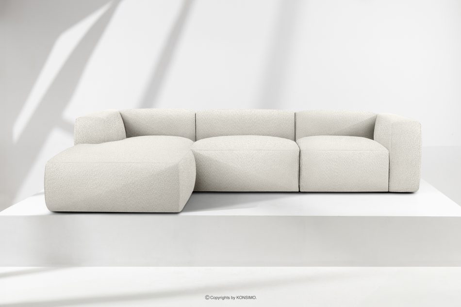 BUFFO Große weiche Ecksofa aus Bouclé-Stoff links weiß Weiß - Foto 1