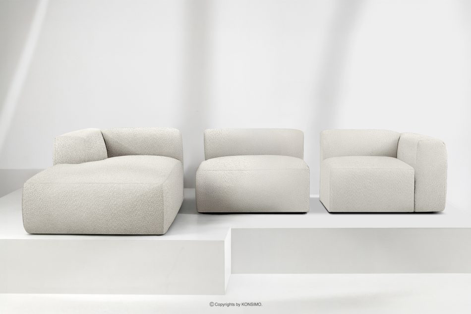 BUFFO Große weiche Ecksofa aus Bouclé-Stoff links weiß Weiß - Foto 8