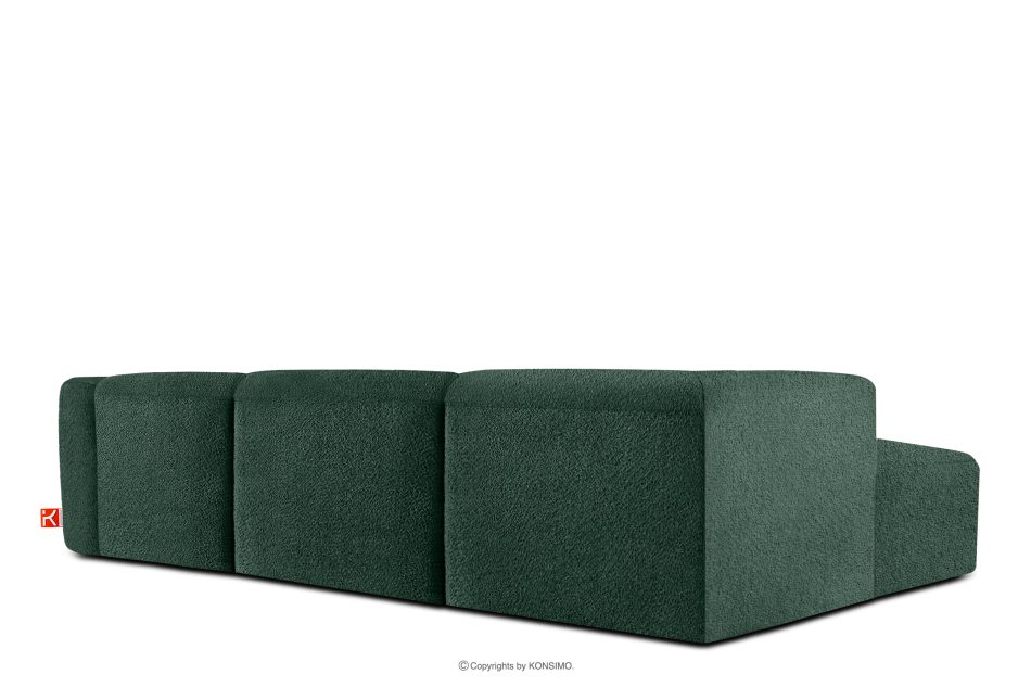 BUFFO Großes weiches Ecksofa aus Bouclé-Stoff links dunkelgrün Dunkelgrün - Foto 3