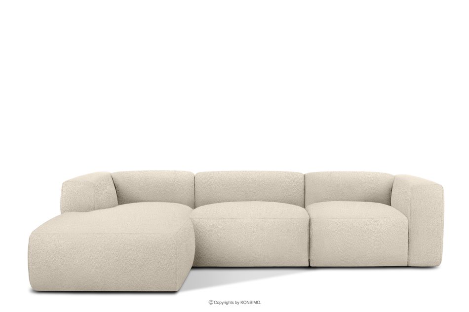 BUFFO Großes weiches Ecksofa aus Bouclé-Stoff links hellbeige Hellbeige - Foto 0