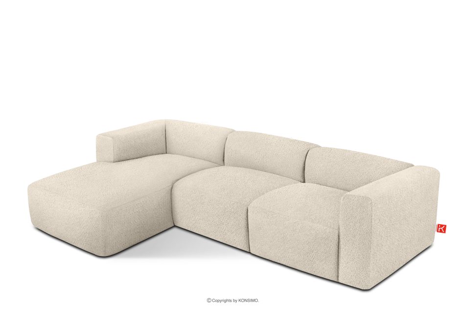 BUFFO Großes weiches Ecksofa aus Bouclé-Stoff links hellbeige Hellbeige - Foto 2