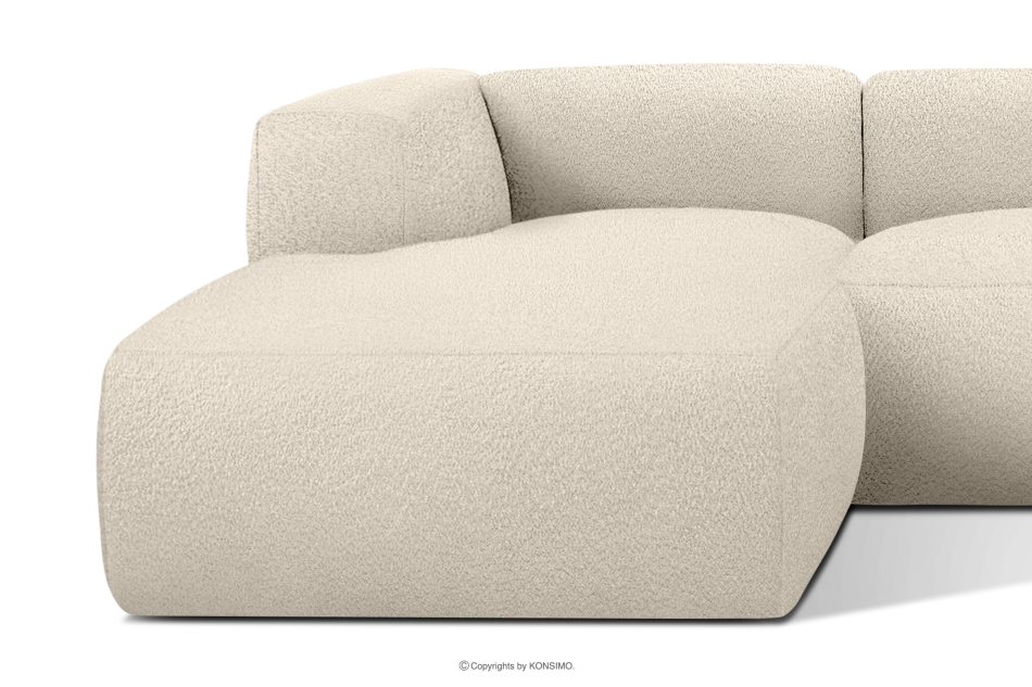 BUFFO Großes weiches Ecksofa aus Bouclé-Stoff links hellbeige Hellbeige - Foto 7
