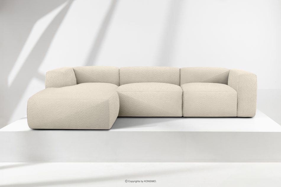 BUFFO Großes weiches Ecksofa aus Bouclé-Stoff links hellbeige Hellbeige - Foto 1