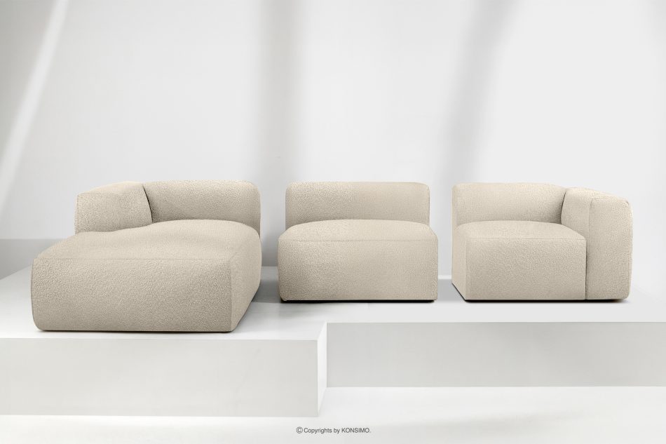 BUFFO Großes weiches Ecksofa aus Bouclé-Stoff links hellbeige Hellbeige - Foto 8