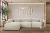 BUFFO Großes weiches Ecksofa aus Bouclé-Stoff links hellbeige Hellbeige - Foto 10