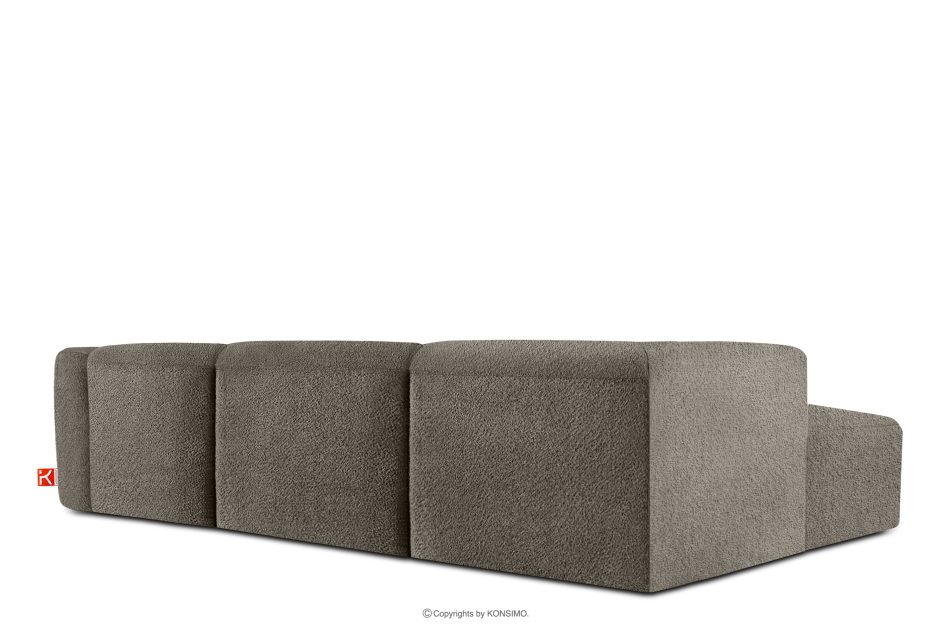 BUFFO Großes weiches Ecksofa aus Bouclé-Stoff links kühles Braun Kühles Braun - Foto 3