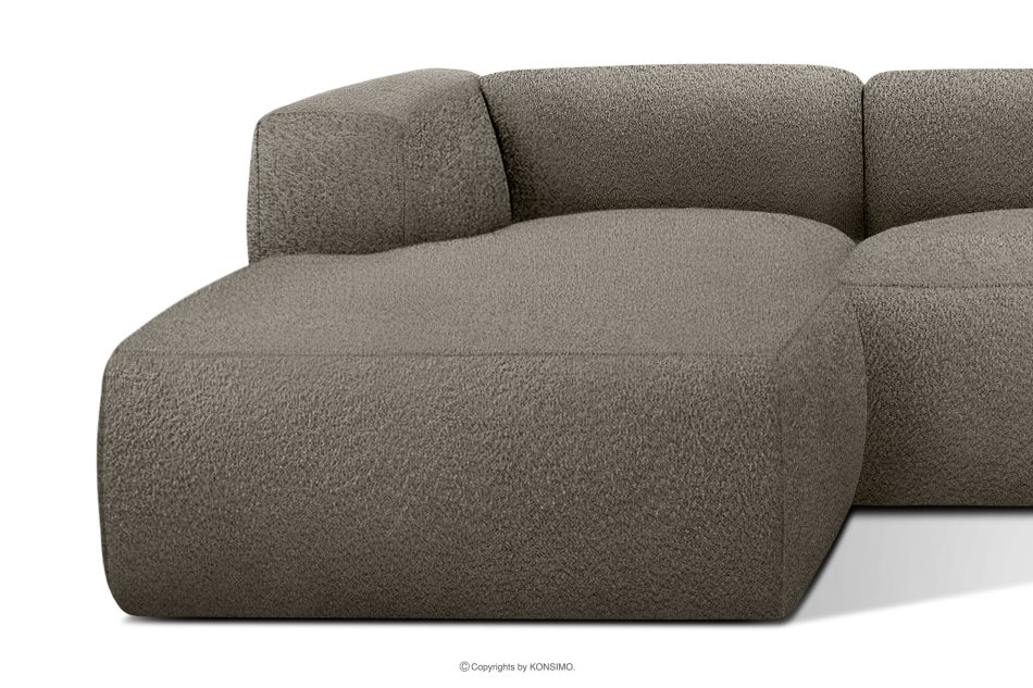 BUFFO Großes weiches Ecksofa aus Bouclé-Stoff links kühles Braun Kühles Braun - Foto 7