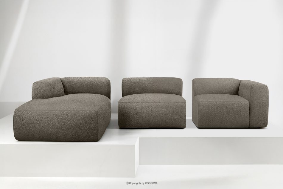 BUFFO Großes weiches Ecksofa aus Bouclé-Stoff links kühles Braun Kühles Braun - Foto 8