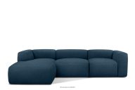 Großes weiches Ecksofa aus Bouclé-Stoff links marineblau