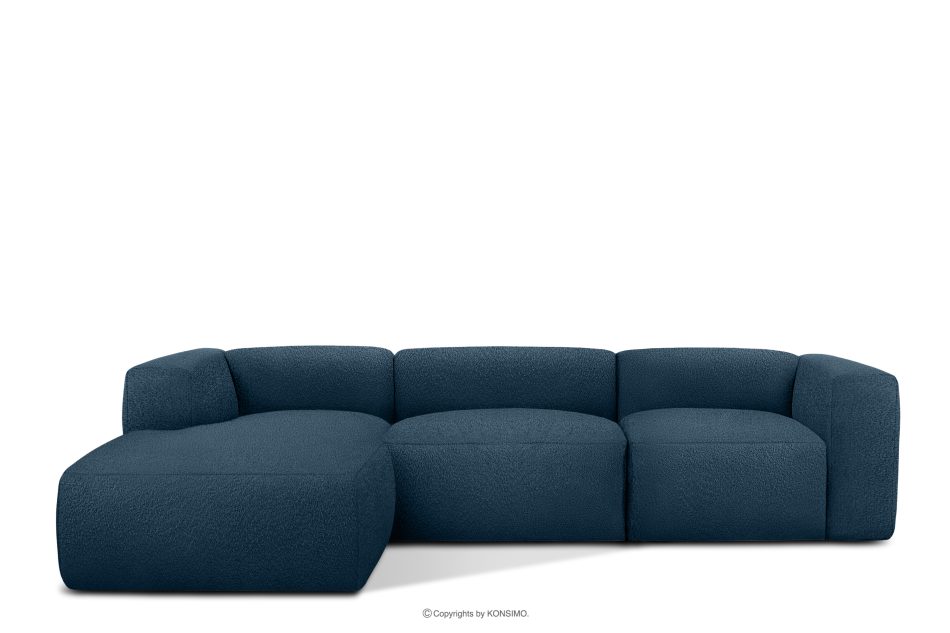 BUFFO Großes weiches Ecksofa aus Bouclé-Stoff links marineblau Marineblau - Foto 0