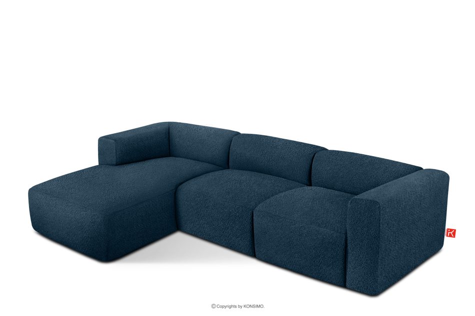 BUFFO Großes weiches Ecksofa aus Bouclé-Stoff links marineblau Marineblau - Foto 2
