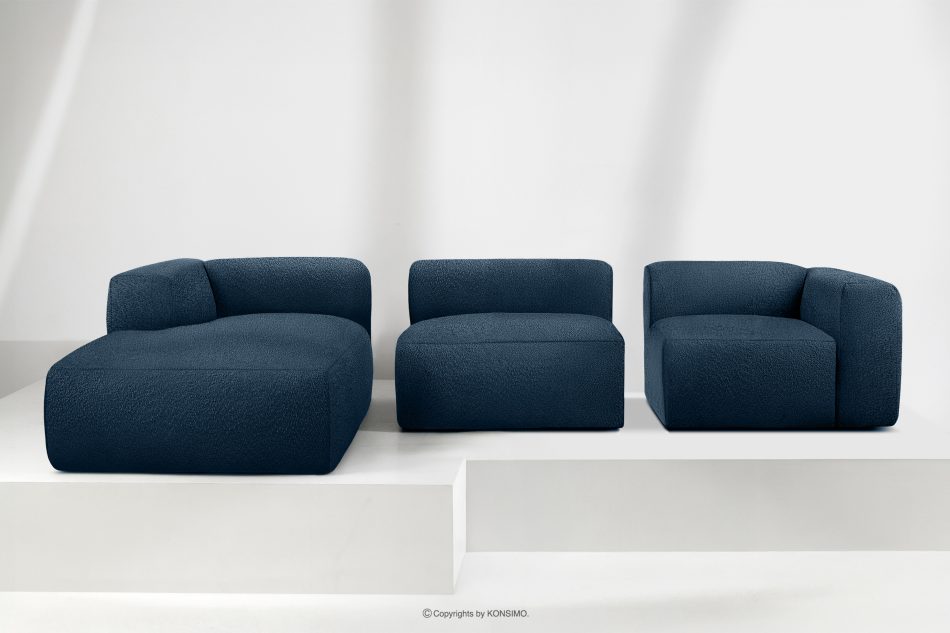 BUFFO Großes weiches Ecksofa aus Bouclé-Stoff links marineblau Marineblau - Foto 8