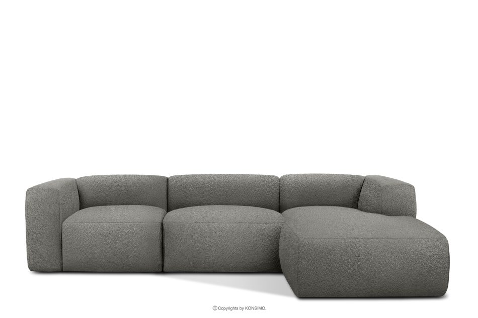 BUFFO Großes weiches Ecksofa aus Bouclé-Stoff rechts stahlgrau Stahl - Foto 0