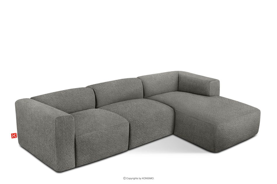 BUFFO Großes weiches Ecksofa aus Bouclé-Stoff rechts stahlgrau Stahl - Foto 2