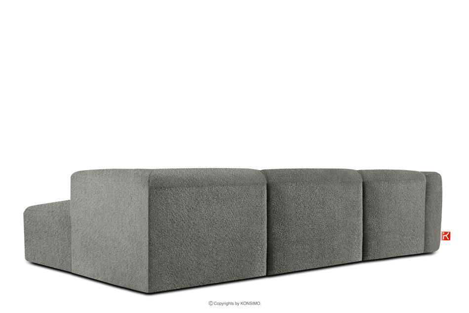 BUFFO Großes weiches Ecksofa aus Bouclé-Stoff rechts stahlgrau Stahl - Foto 3