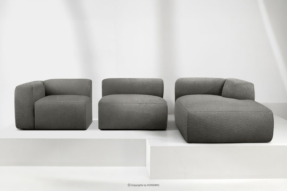 BUFFO Großes weiches Ecksofa aus Bouclé-Stoff rechts stahlgrau Stahl - Foto 8