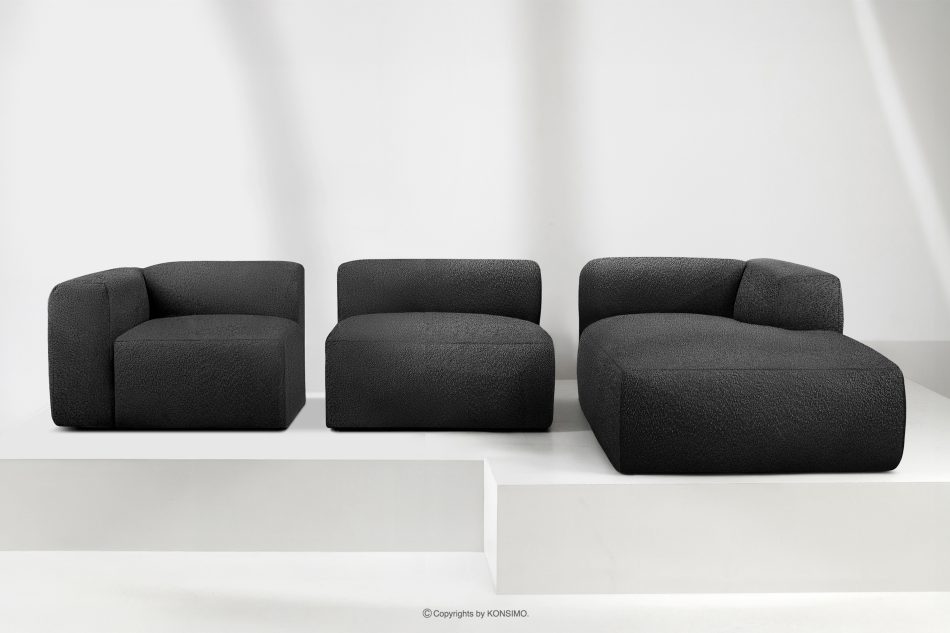 BUFFO Großes weiches Ecksofa aus Bouclé-Stoff rechts dunkelgrau Dunkelgrau - Foto 8