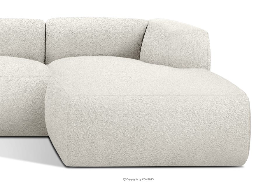 BUFFO Großes weiches Ecksofa aus Bouclé-Stoff rechts weiß Weiß - Foto 7