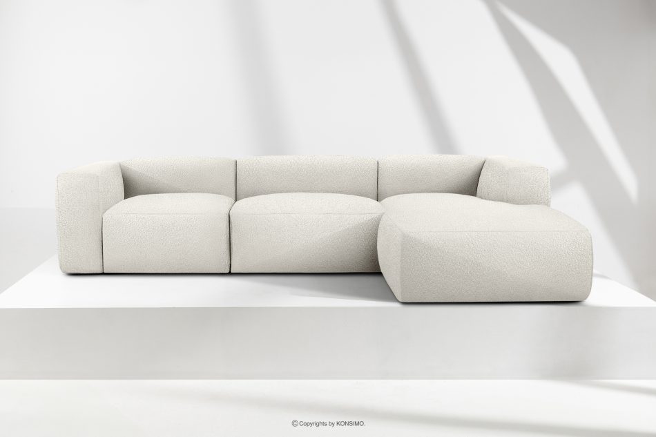 BUFFO Großes weiches Ecksofa aus Bouclé-Stoff rechts weiß Weiß - Foto 1