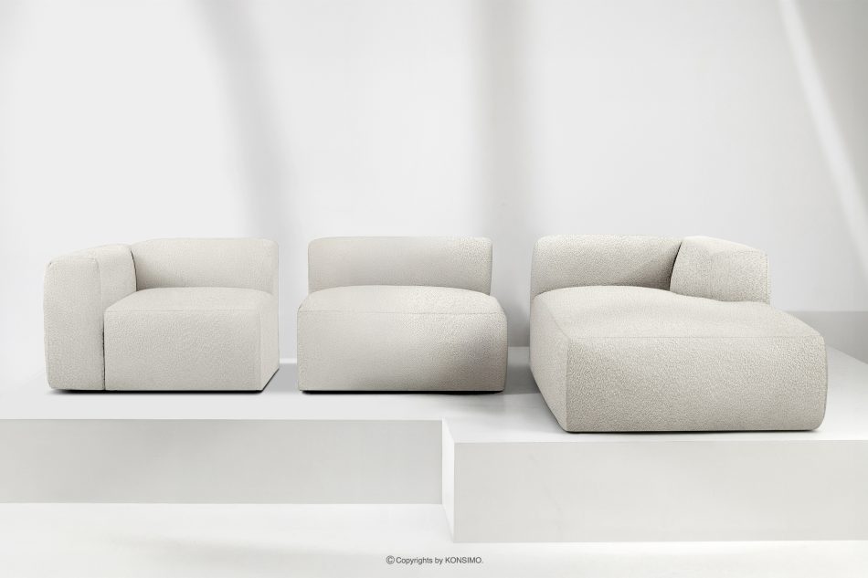 BUFFO Großes weiches Ecksofa aus Bouclé-Stoff rechts weiß Weiß - Foto 8