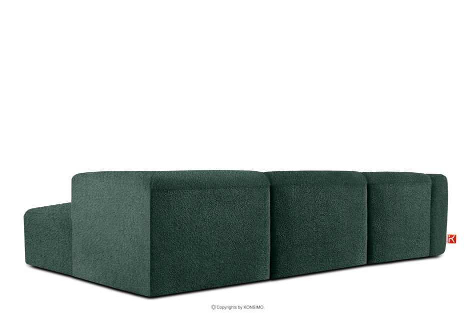 BUFFO Großes weiches Ecksofa aus Bouclé-Stoff rechts dunkelgrün Dunkelgrün - Foto 3