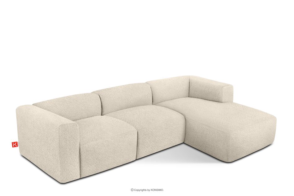 BUFFO Großes weiches Ecksofa aus Bouclé-Stoff rechts hellbeige Hellbeige - Foto 2