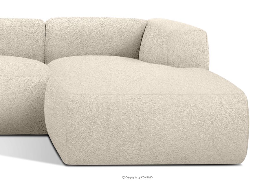 BUFFO Großes weiches Ecksofa aus Bouclé-Stoff rechts hellbeige Hellbeige - Foto 7