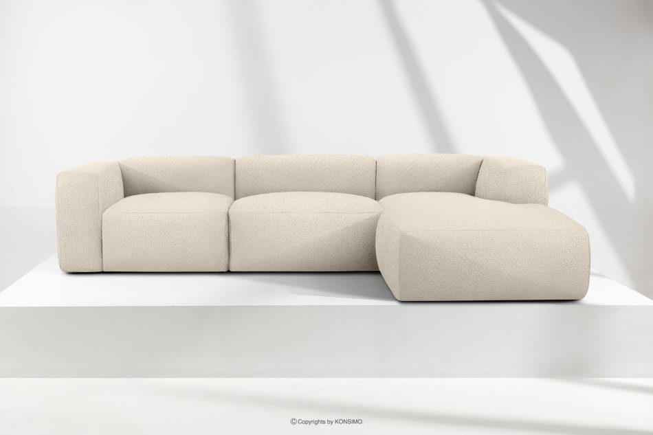 BUFFO Großes weiches Ecksofa aus Bouclé-Stoff rechts hellbeige Hellbeige - Foto 1