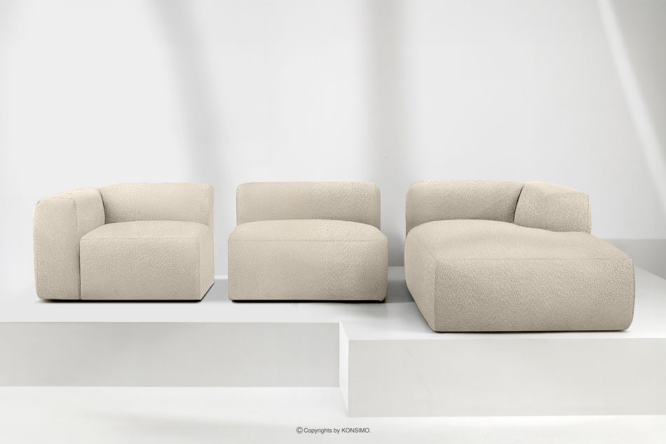 BUFFO Großes weiches Ecksofa aus Bouclé-Stoff rechts hellbeige Hellbeige - Foto 8