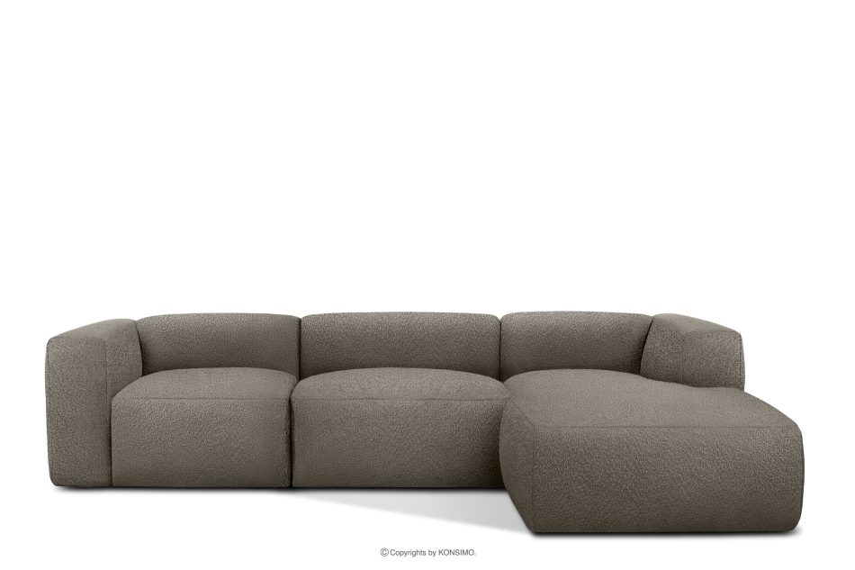 BUFFO Großes weiches Ecksofa aus Bouclé-Stoff rechts kühles Braun Kühles Braun - Foto 0