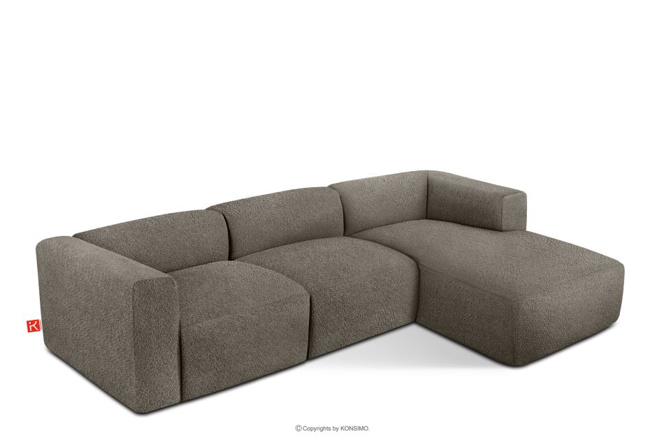 BUFFO Großes weiches Ecksofa aus Bouclé-Stoff rechts kühles Braun Kühles Braun - Foto 2