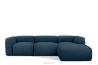 Großes weiches Ecksofa aus Bouclé-Stoff rechts marineblau