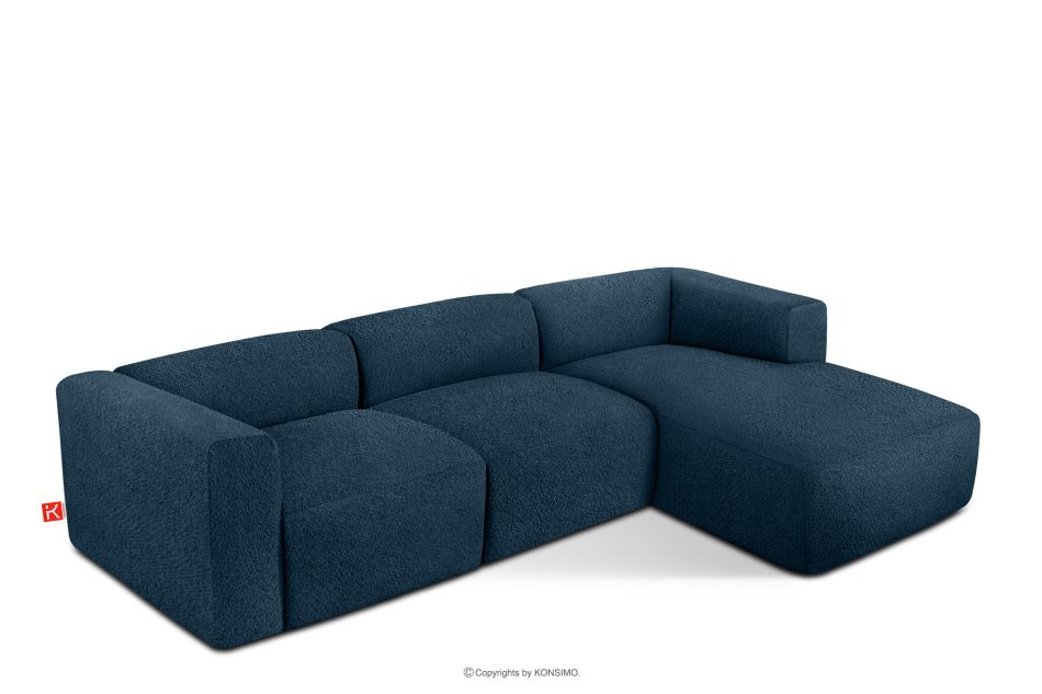 BUFFO Großes weiches Ecksofa aus Bouclé-Stoff rechts marineblau Marineblau - Foto 2