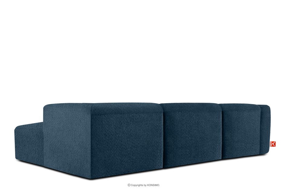 BUFFO Großes weiches Ecksofa aus Bouclé-Stoff rechts marineblau Marineblau - Foto 3