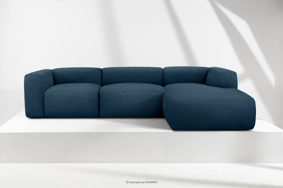 BUFFO Großes weiches Ecksofa aus Bouclé-Stoff rechts marineblau Marineblau - Foto 1