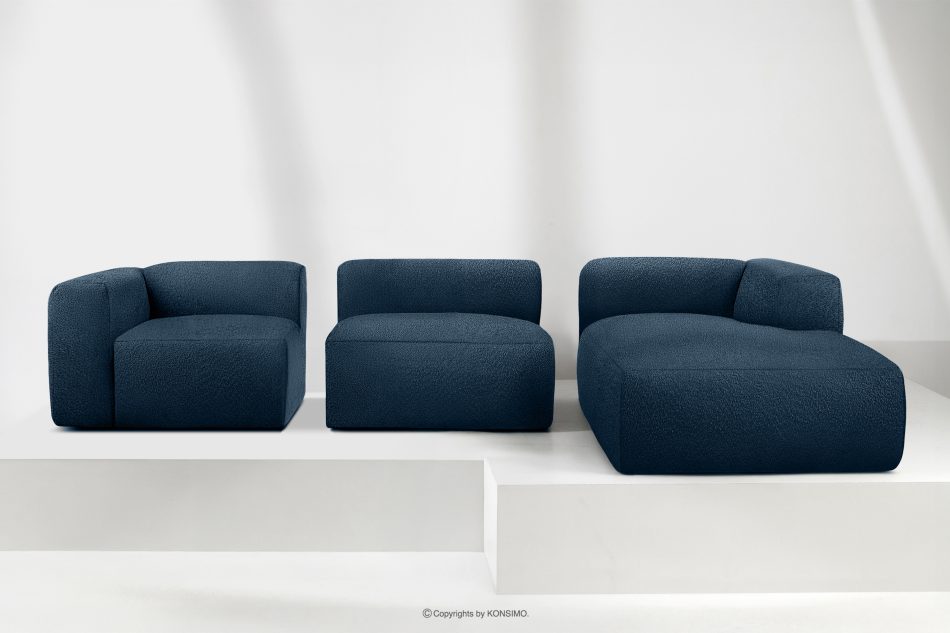 BUFFO Großes weiches Ecksofa aus Bouclé-Stoff rechts marineblau Marineblau - Foto 8