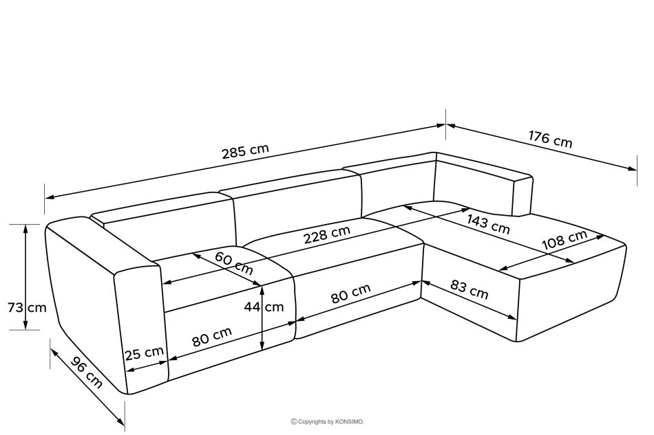 BUFFO Großes weiches Ecksofa aus Bouclé-Stoff rechts kühles Braun Kühles Braun - Foto 10