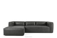 Ecksofa im Loft-Stil Kunstleder dunkelgrau links