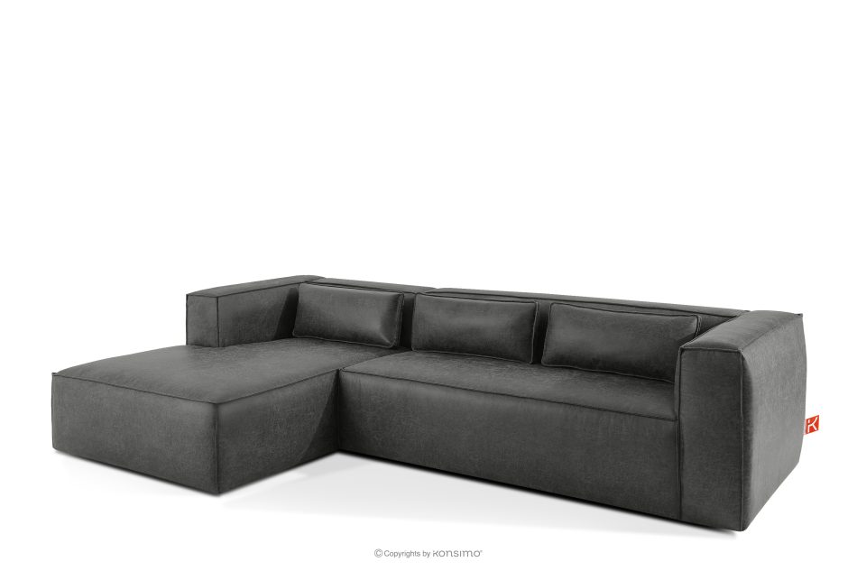 FEROX Ecksofa im Loft-Stil Kunstleder dunkelgrau links dunkelgrau - Foto 2