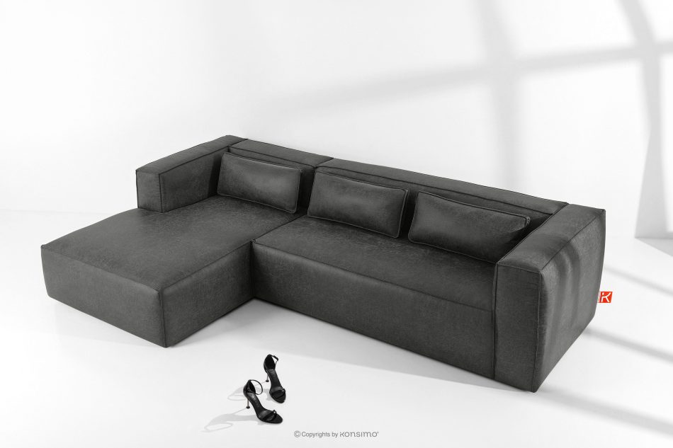 FEROX Ecksofa im Loft-Stil Kunstleder dunkelgrau links dunkelgrau - Foto 1