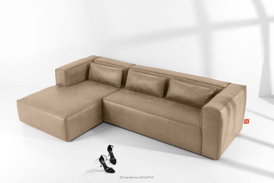 FEROX Ecksofa im Loft-Stil Kunstleder beige links beige - Foto 1